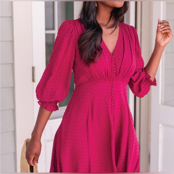 Gal Meets Glam Red MIDI Dress with long Sleeve Good condition - Picture 3 of 15